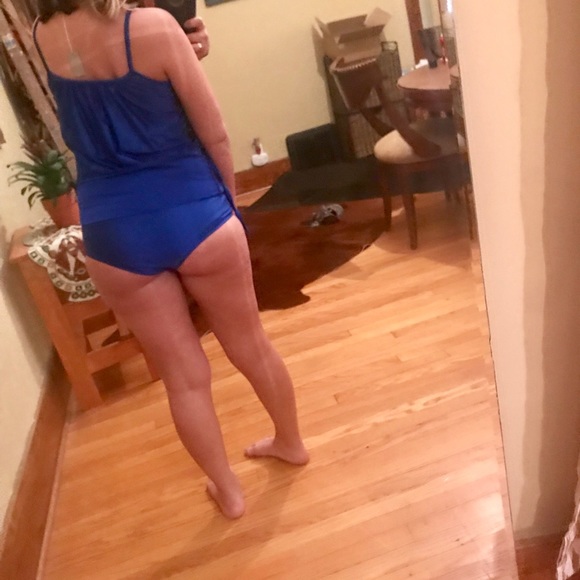NWOT Blue Shiny Swim-Bodysuit - Picture 2 of 3